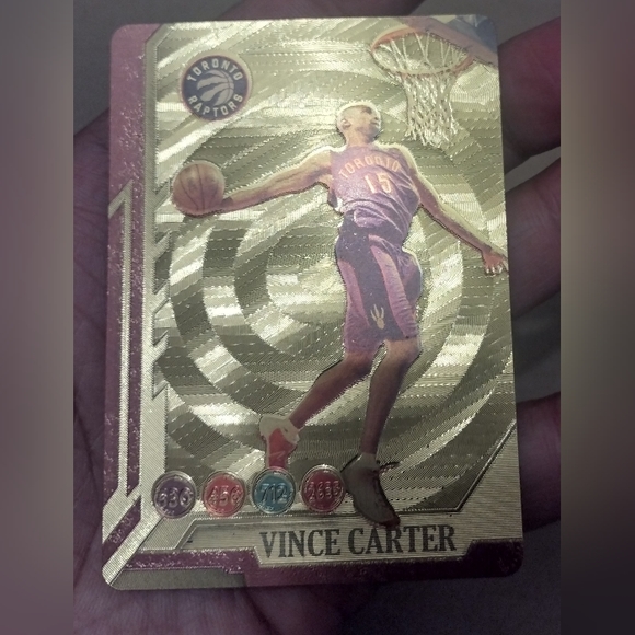VINCE CARTER 24K GOLD COATED VINTAGE RAPTORS ALL-STARS BASKETBALL CARD WITH COA! - Picture 9 of 16
